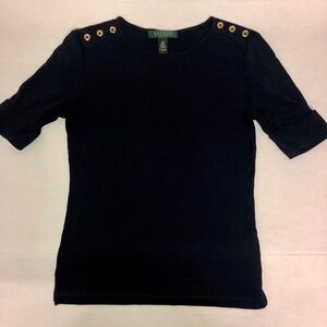 Ralph Lauren Navy Half Sleeve Top